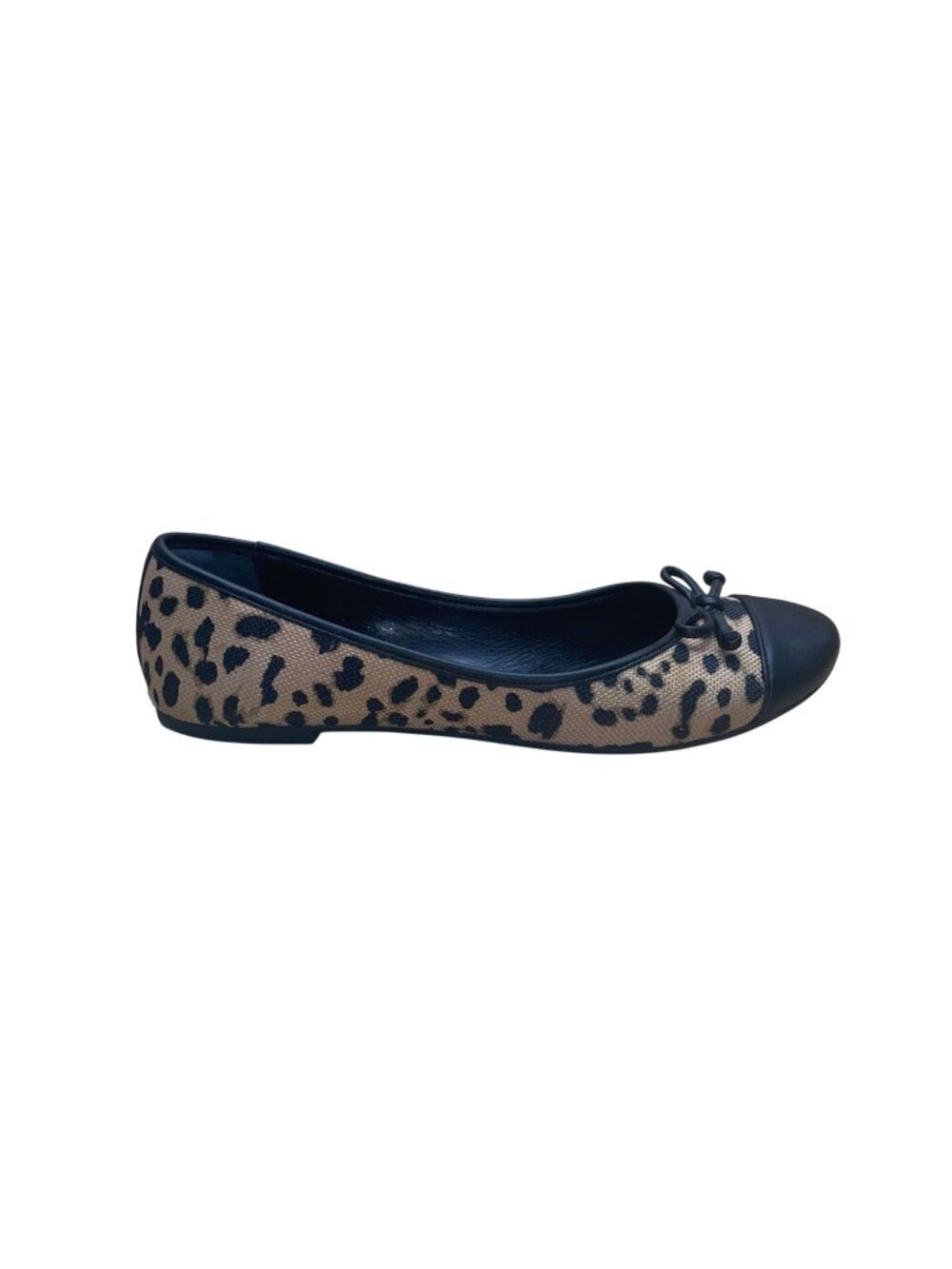 Mr. Cat Women’s Beige & Black Animal Print  Leather Cap Toe Ballet Flats Size 10